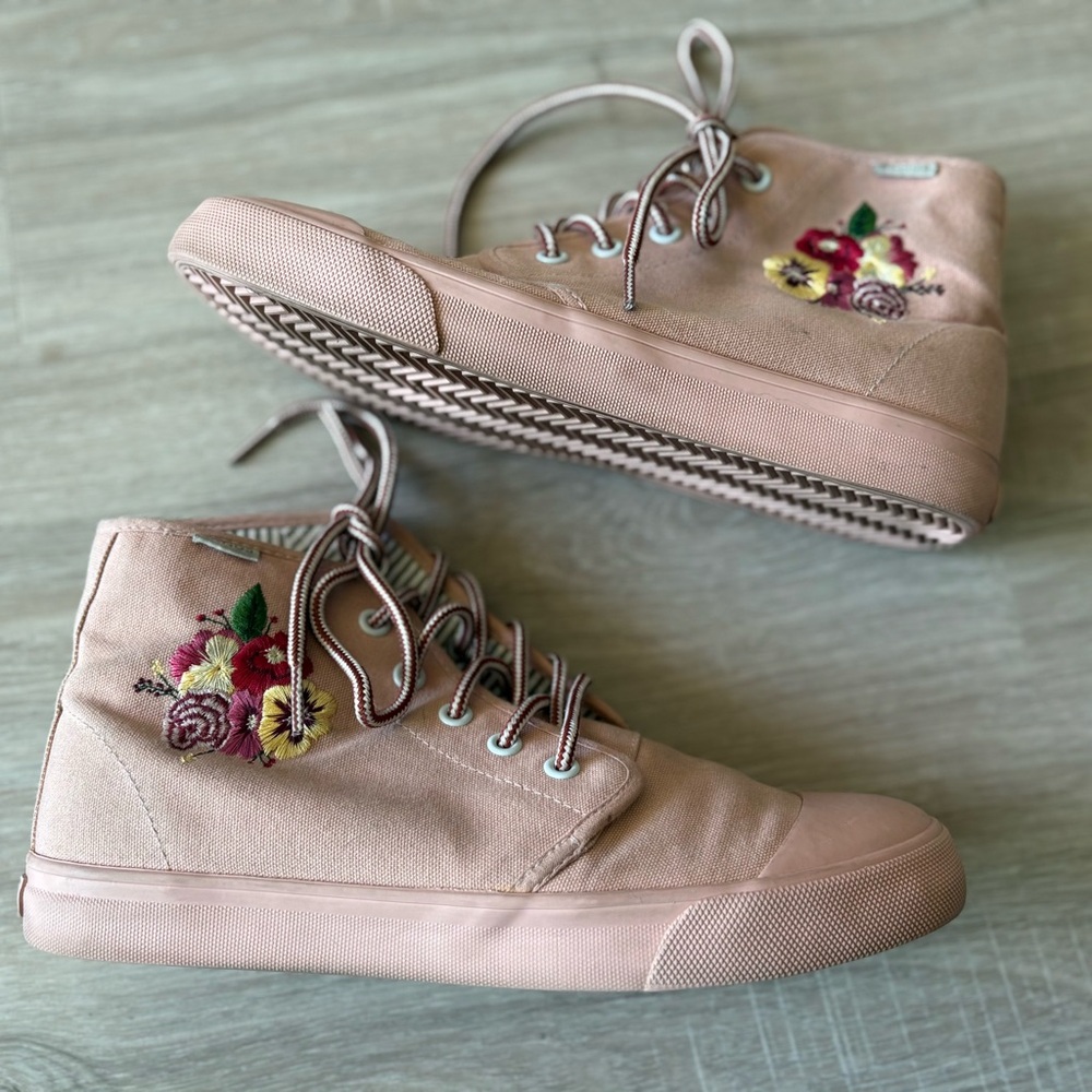 BANGS Floral Embroidered High-Top Sneakers